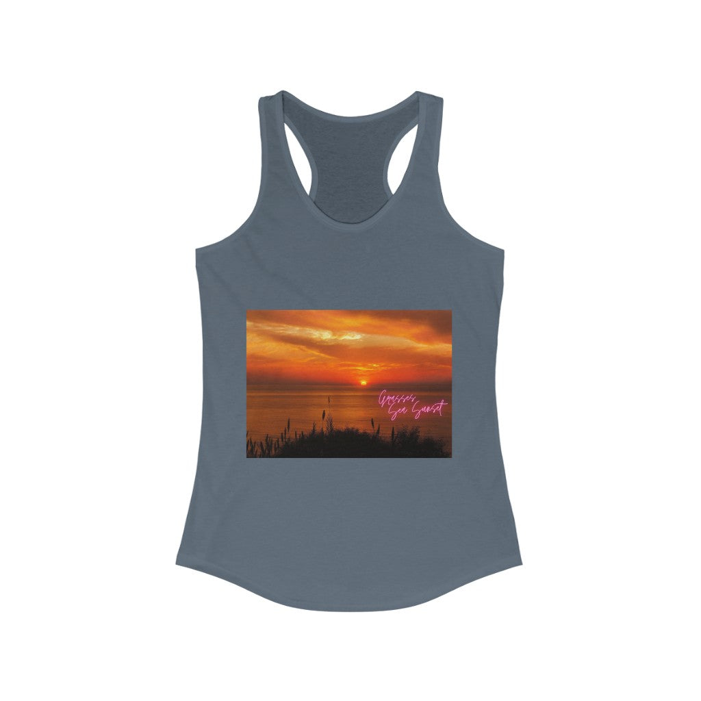 Grasses Sea Sunset Women's Ideal Racerback Tank