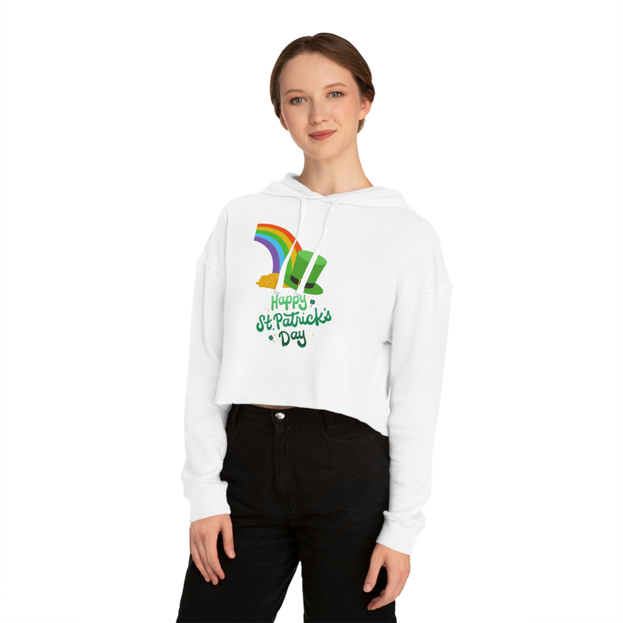 Happy Saint Patrick's Day Women’s Cropped Hooded Sweatshirt