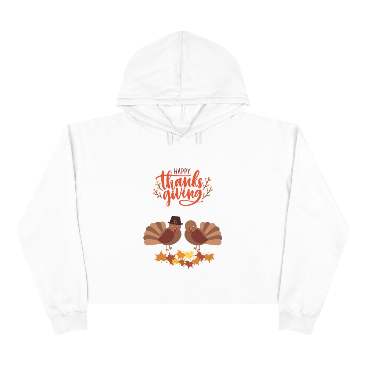 Cute Thanksgiving Turkey Pilgrim Crop Hoodie