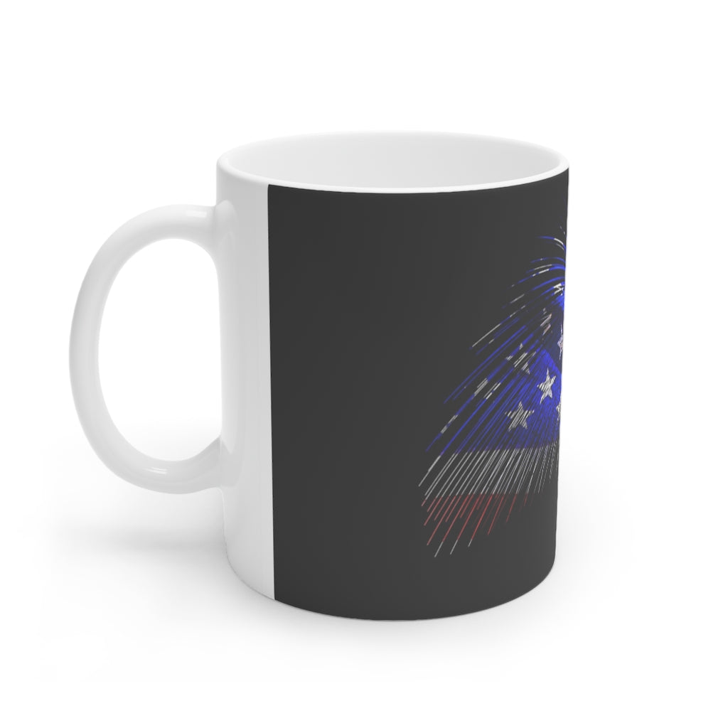 Old Glory White Ceramic Mug, 11oz and 15oz