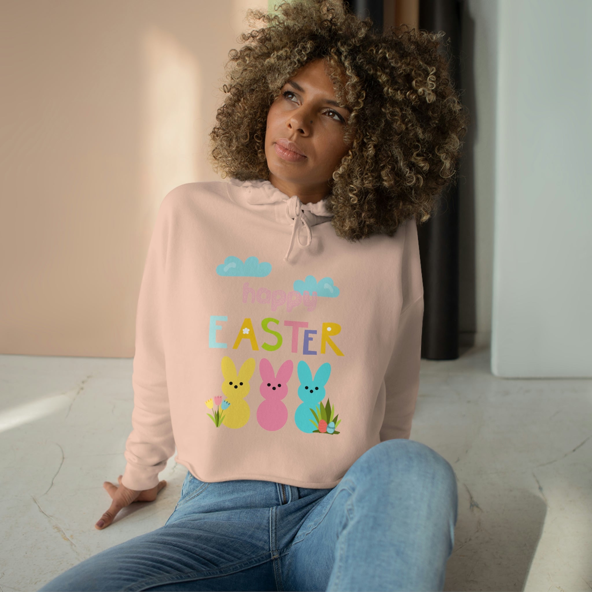 Happy Easter Bunny Crop Hoodie