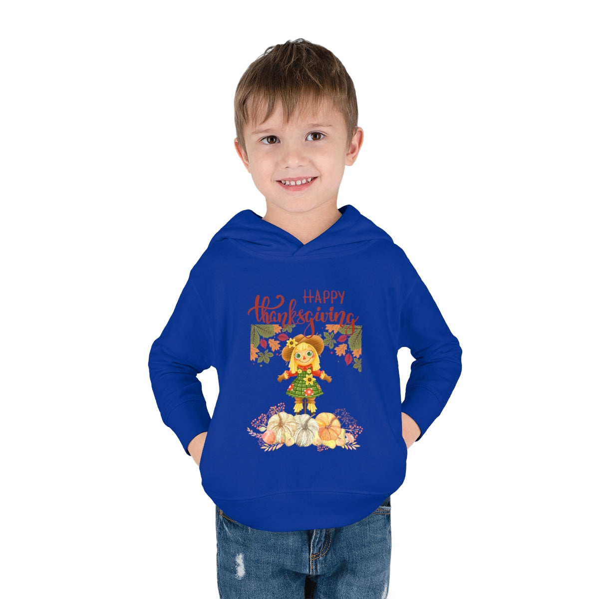 Scarecrow Happy Thanksgiving Toddler Pullover Fleece Hoodie