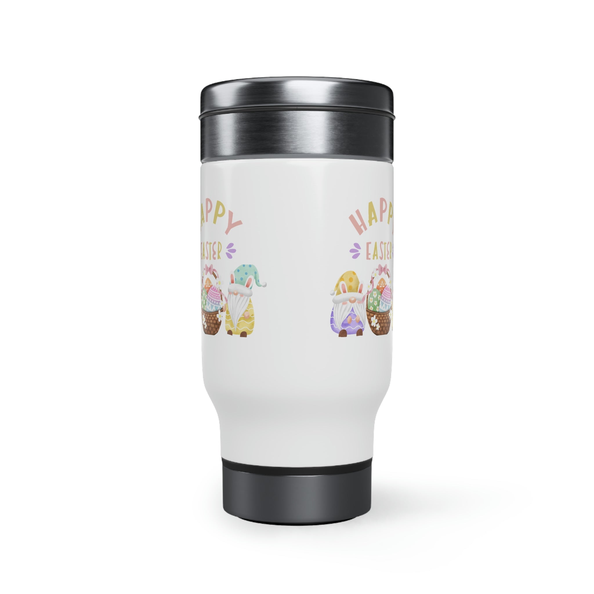 Happy Easter Gnome Stainless Steel Travel Mug with Handle, 14oz