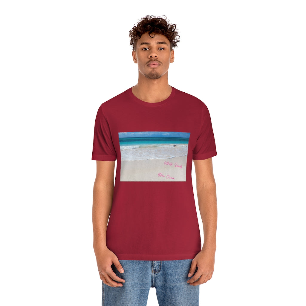 White Sands Blue Ocean Unisex Jersey Short Sleeve Tee