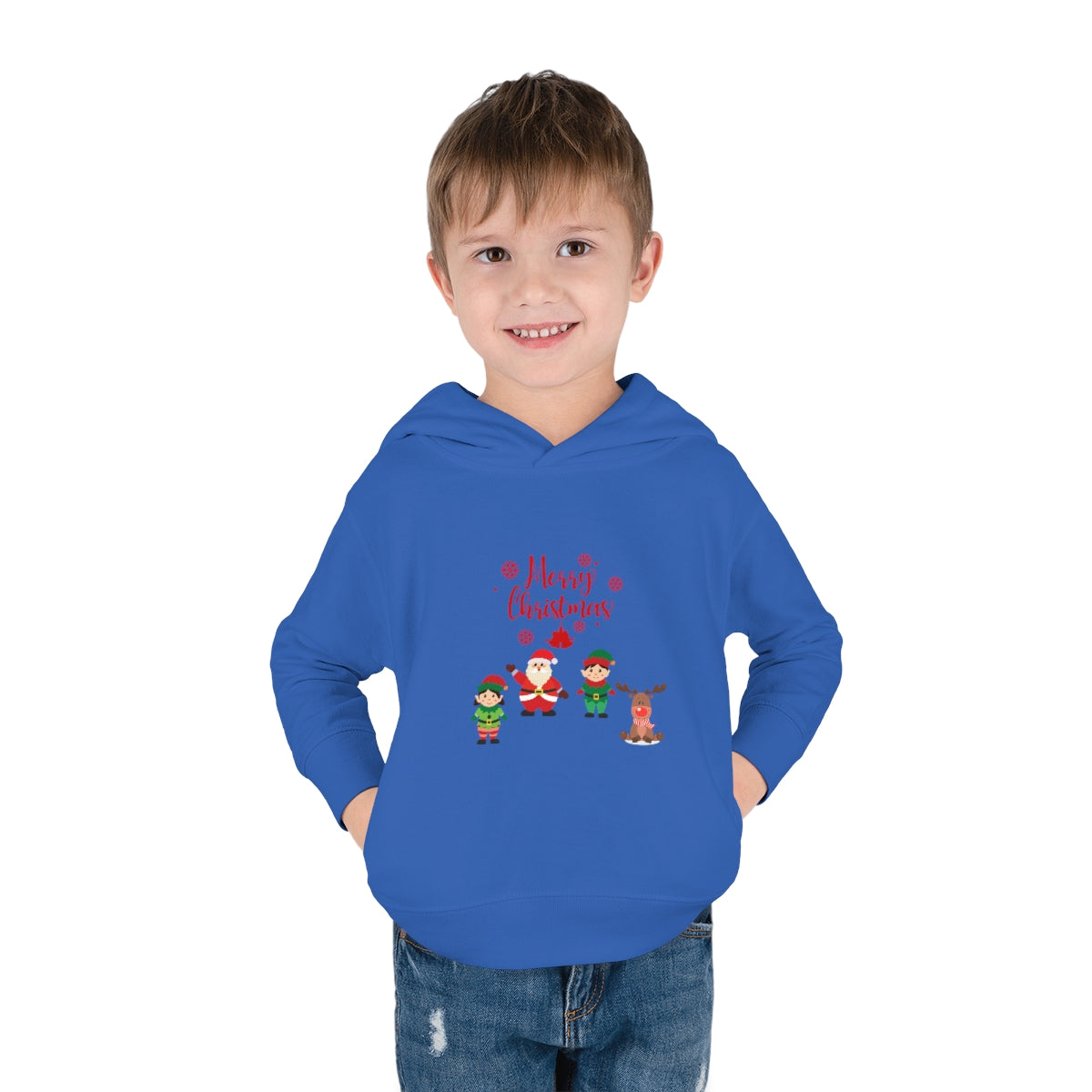 Merry Christmas From Santa & Helpers Toddler Pullover Fleece Hoodie
