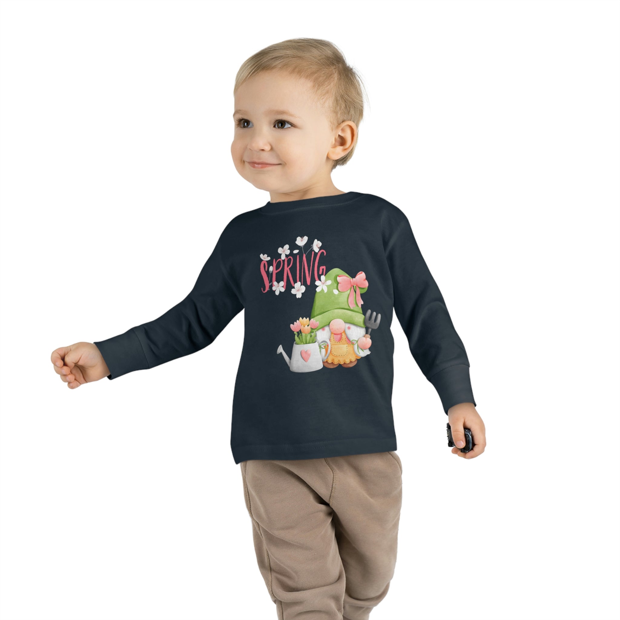 Gnome Happy Spring Toddler Long Sleeve Tee