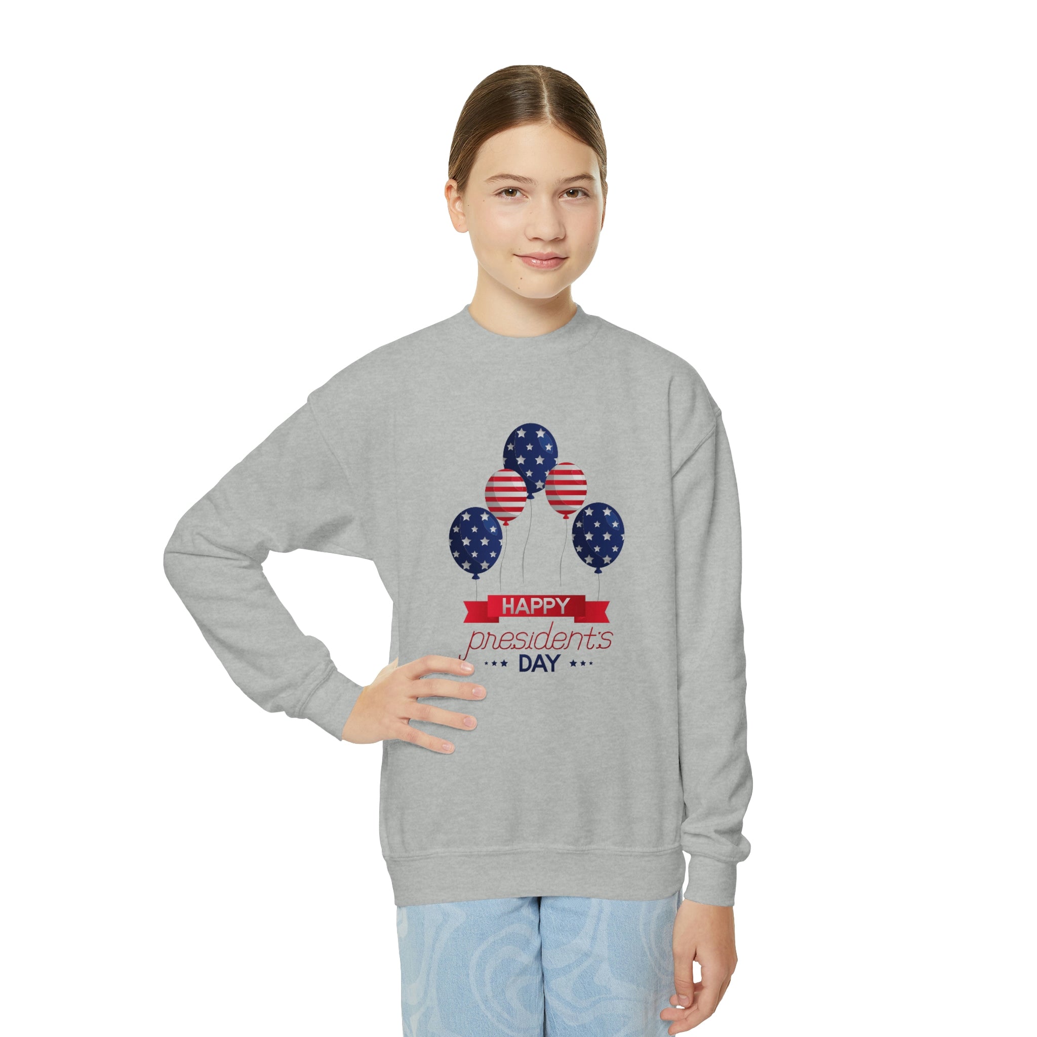 Happy President's Day Stars & Stripe Youth Crewneck Sweatshirt