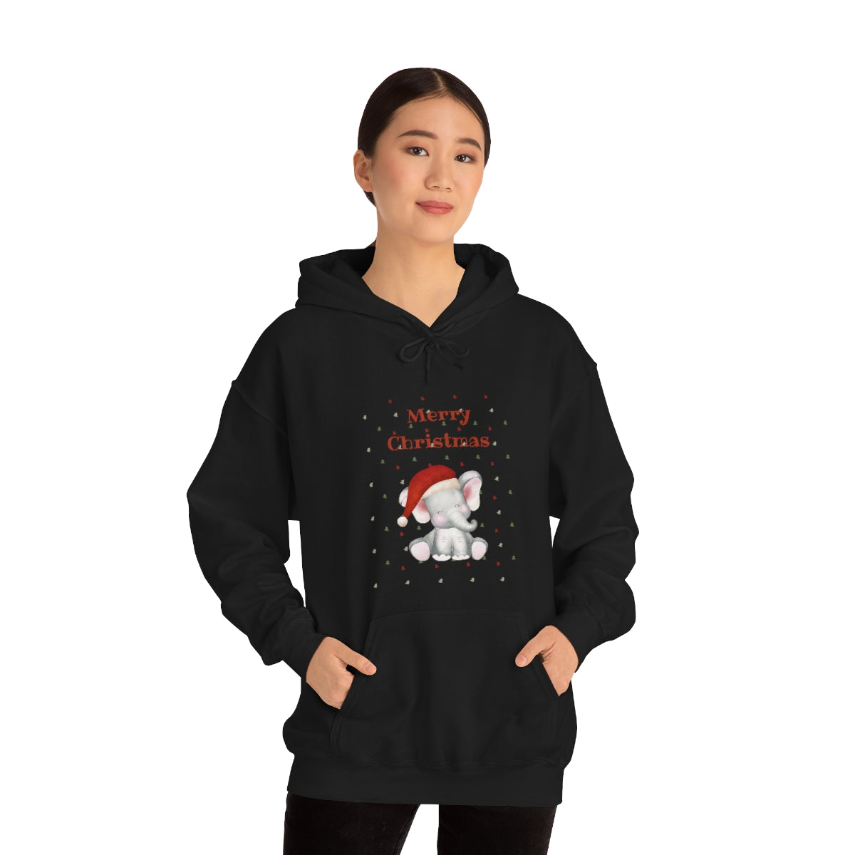 Cute Christmas Elephant Unisex Heavy Blend™ Hooded Sweatshirt