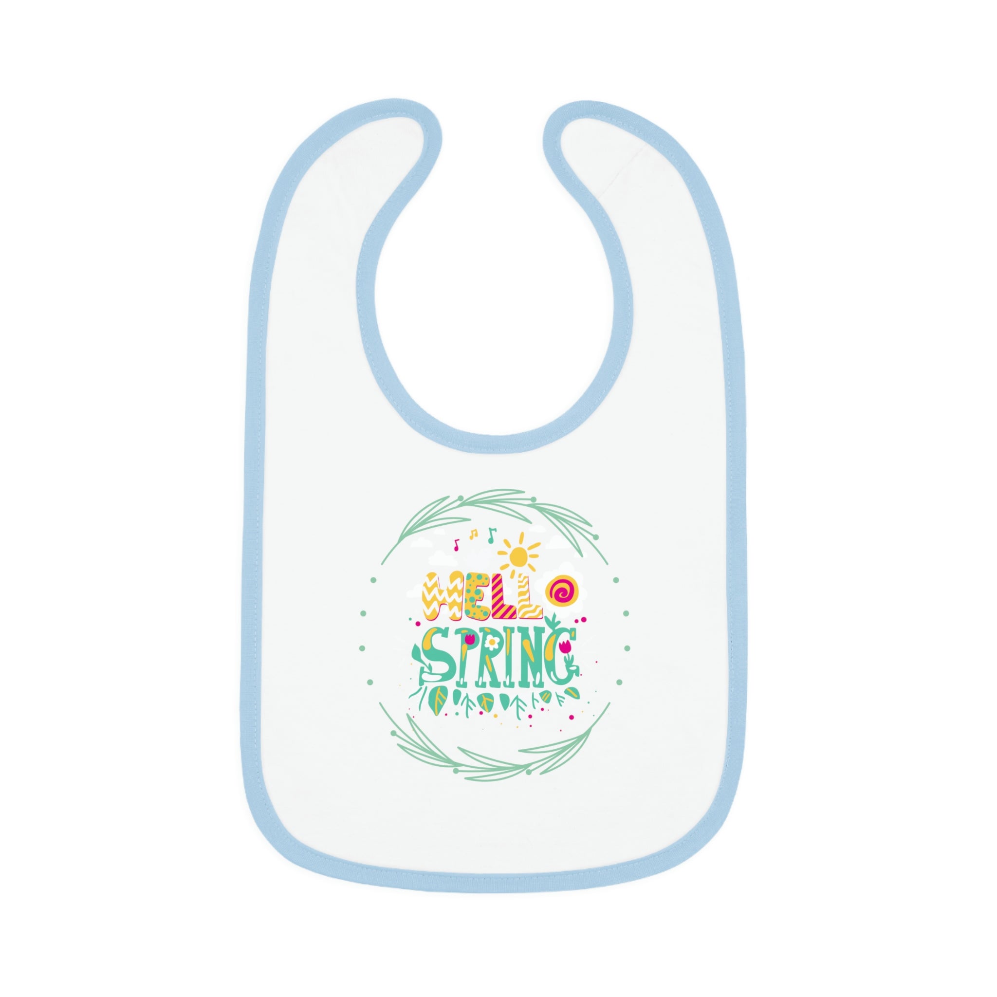 Hello Spring Baby Contrast Trim Jersey Bib