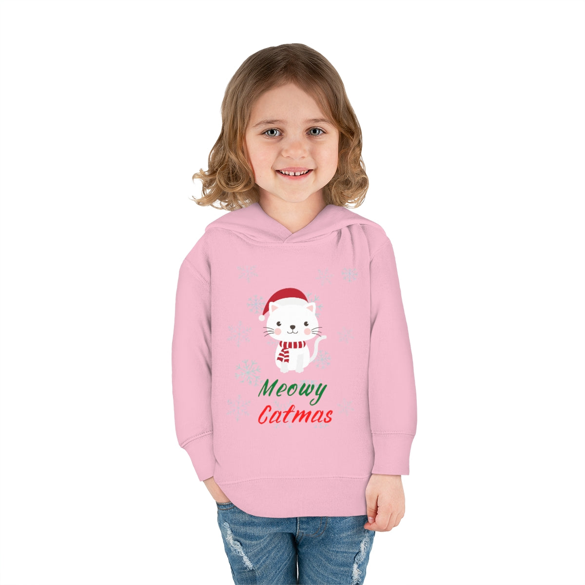 Meowy Catmas Toddler Pullover Fleece Hoodie