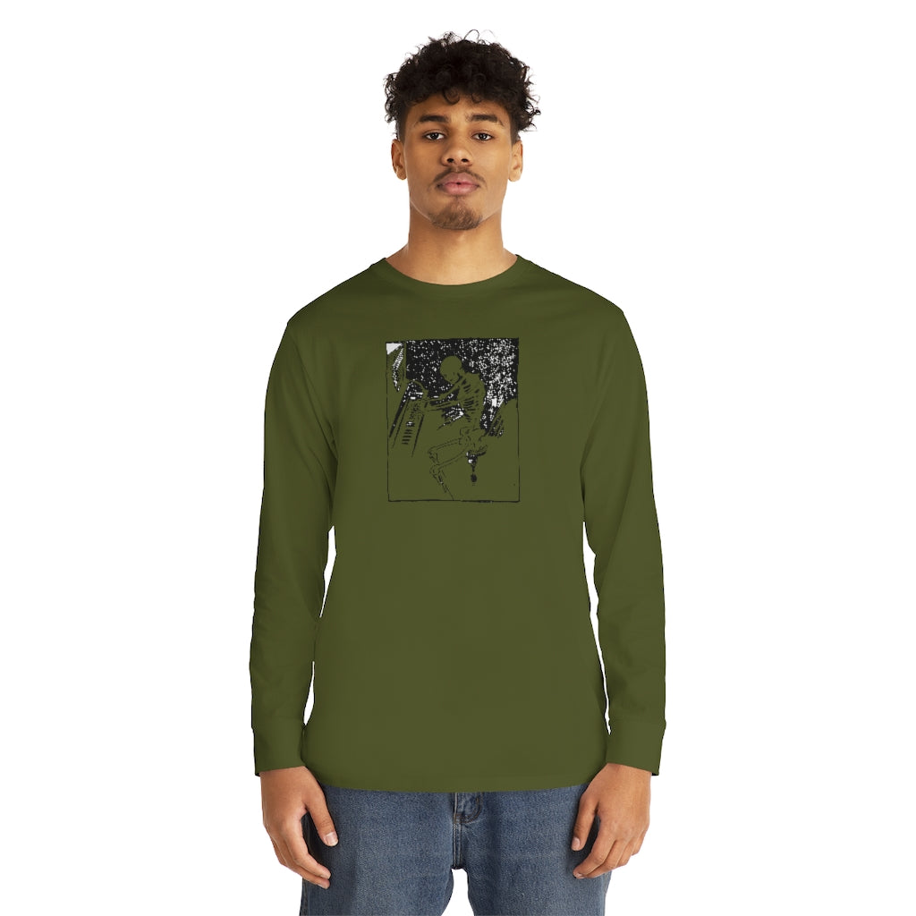 Skeleton Piano Player Long Sleeve Crewneck Tee