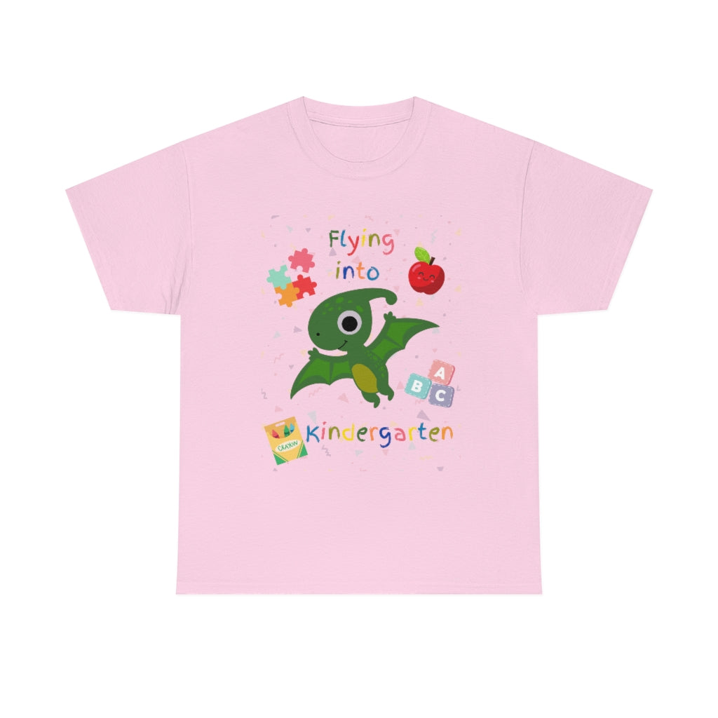 Flying Into Kindergarten Unisex Heavy Cotton Tee