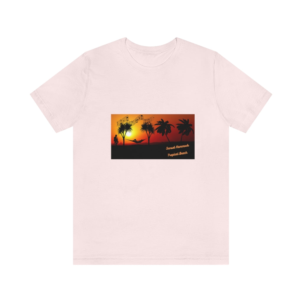 Sunset Hammock Tropical Beach Unisex Jersey Short Sleeve Tee