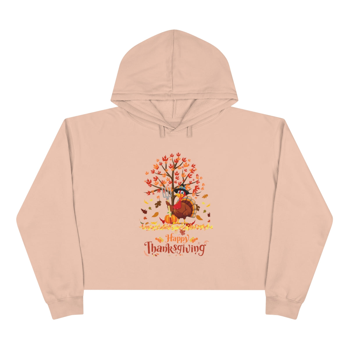 Happy Thanksgiving Turkey Pilgrim Crop Hoodie