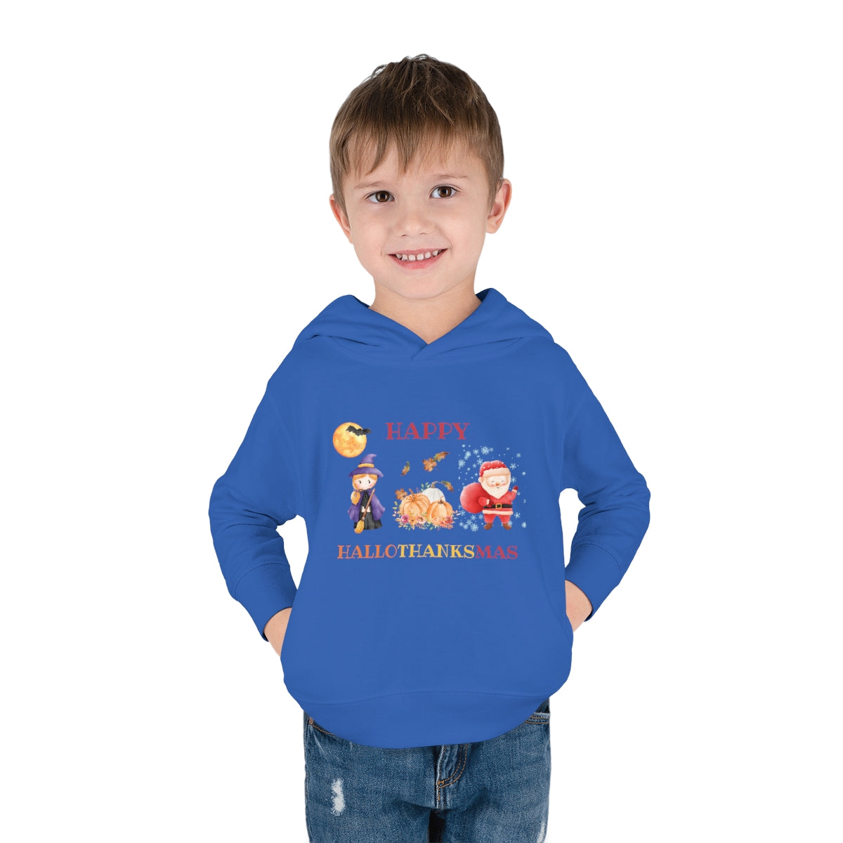 Happy Hallothanksmas Toddler Pullover Fleece Hoodie