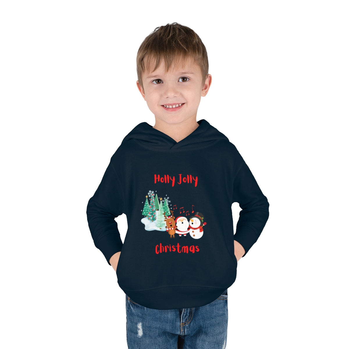 Holly Jolly Christmas Toddler Pullover Fleece Hoodie