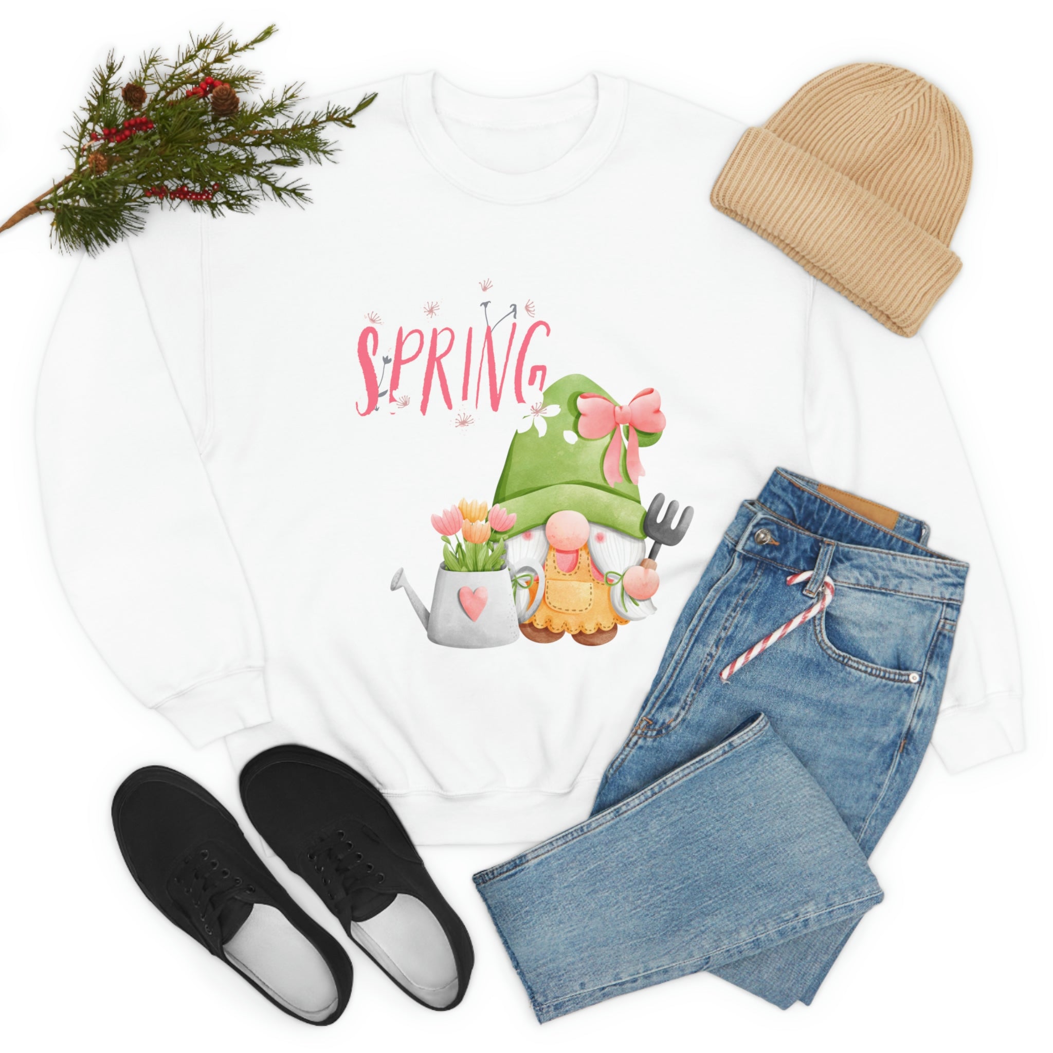 Gnome Happy Spring Unisex Heavy Blend™ Crewneck Sweatshirt