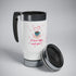 I Love Coffee & You!! Stainless Steel Travel Mug with Handle, 14oz