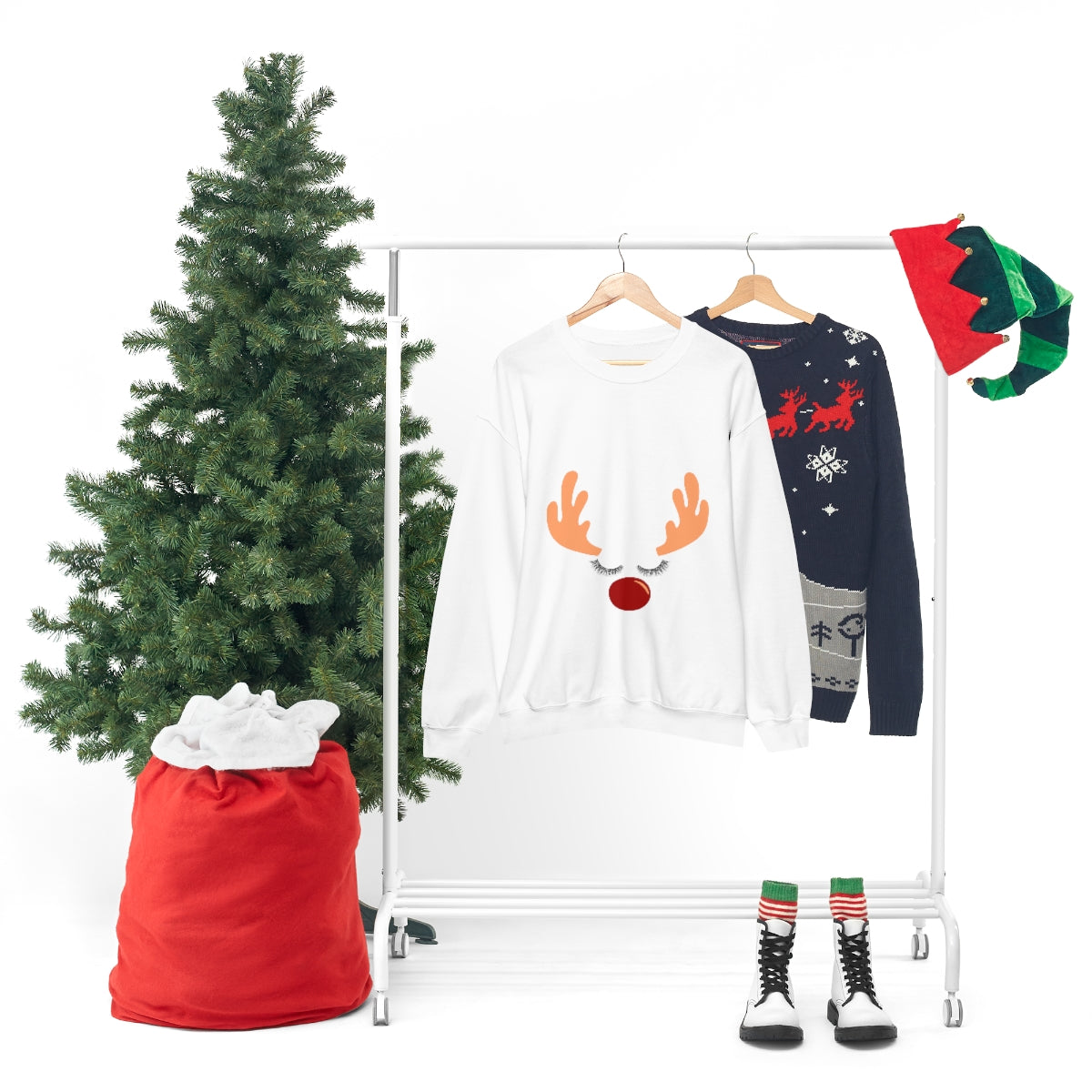 Reindeer Christmas Unisex Heavy Blend™ Crewneck Sweatshirt