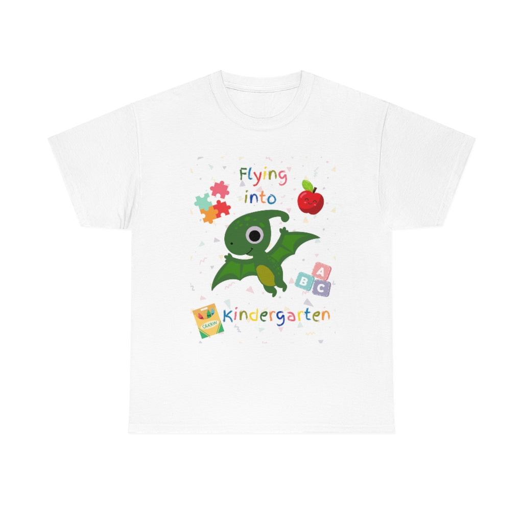 Flying Into Kindergarten Unisex Heavy Cotton Tee