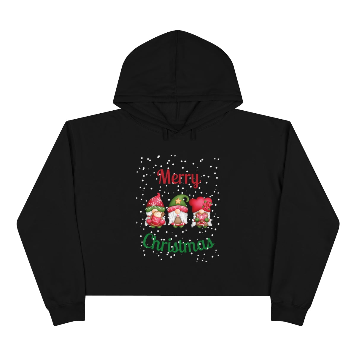 Three Gnomes Merry Christmas Crop Hoodie