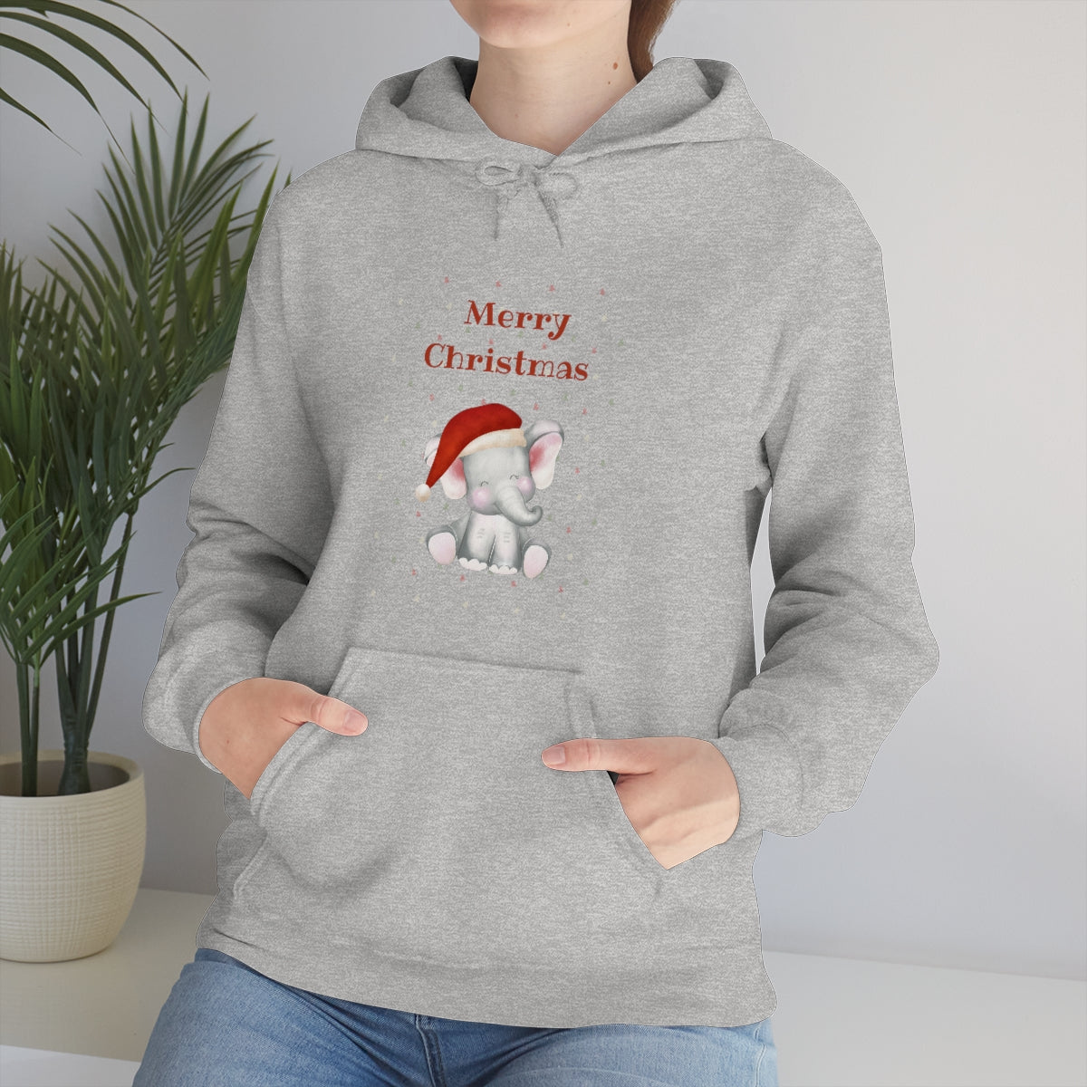 Cute Christmas Elephant Unisex Heavy Blend™ Hooded Sweatshirt