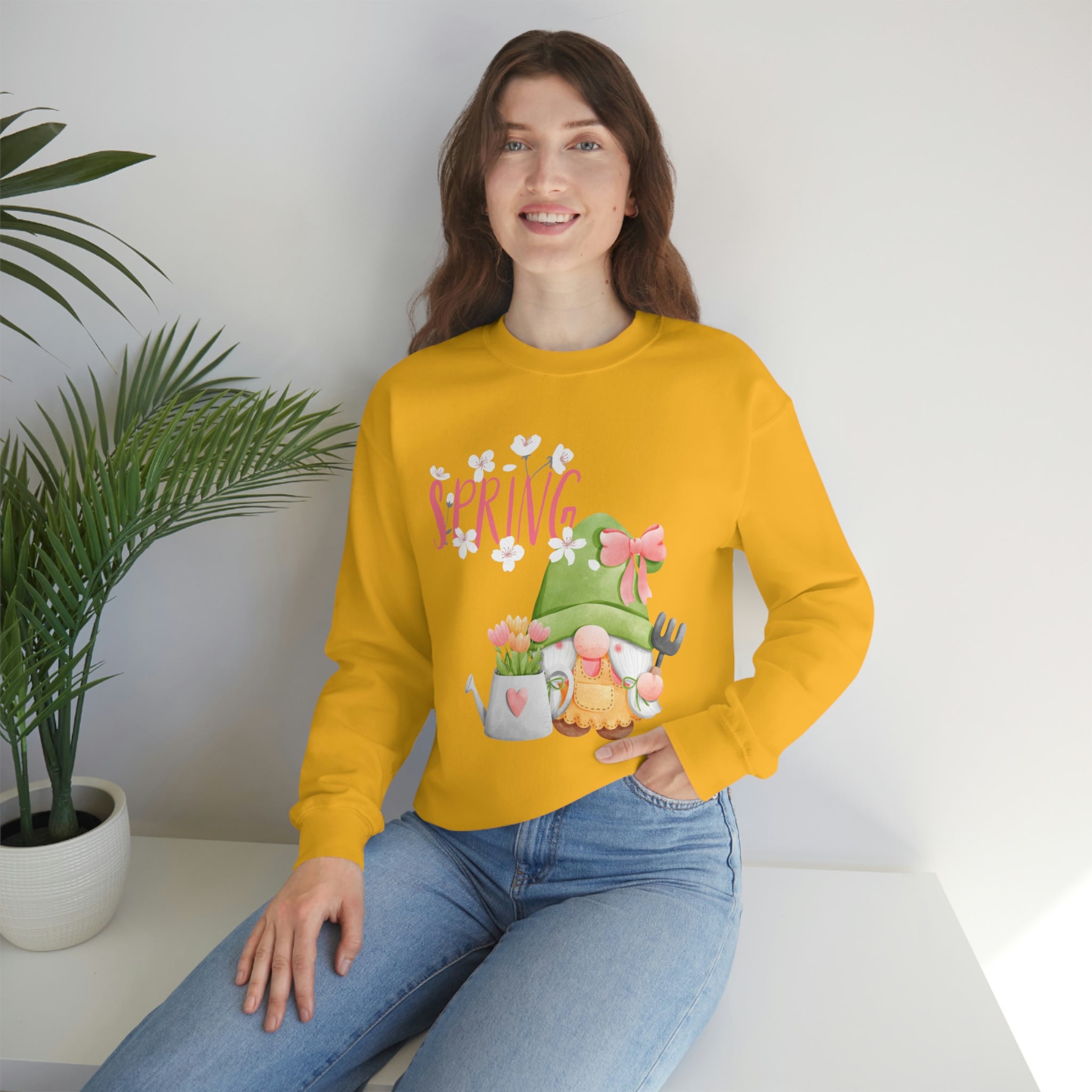 Gnome Happy Spring Unisex Heavy Blend™ Crewneck Sweatshirt