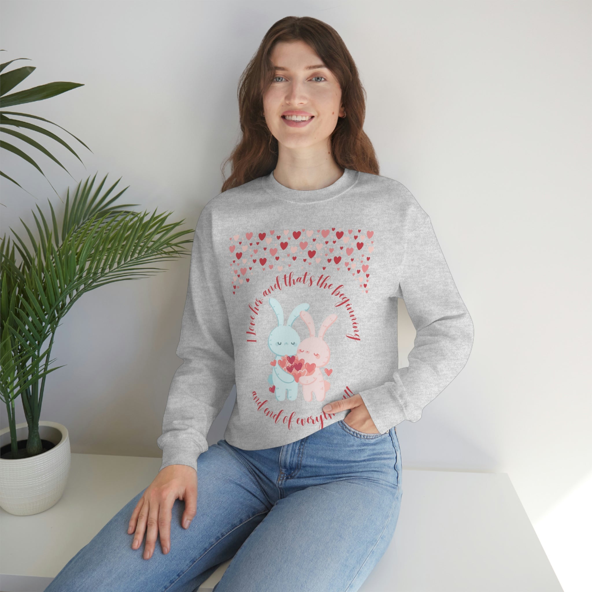 The I Love Her U & Me Unisex Heavy Blend™ Crewneck Sweatshirt