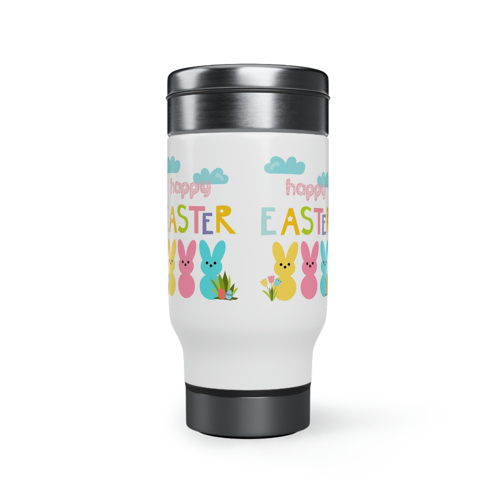 Happy Easter Bunny Stainless Steel Travel Mug with Handle, 14oz