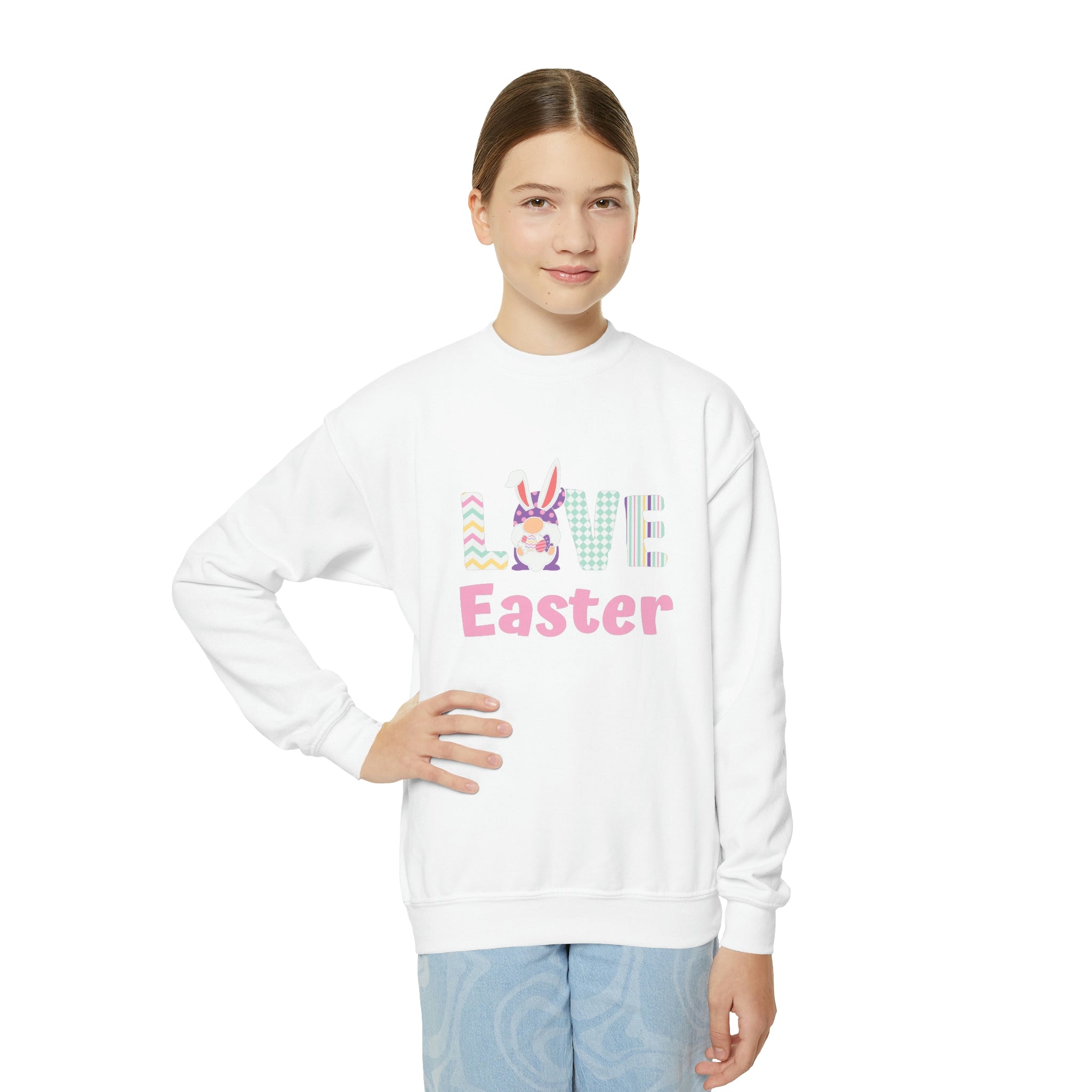 Gnome Love Easter Youth Crewneck Sweatshirt