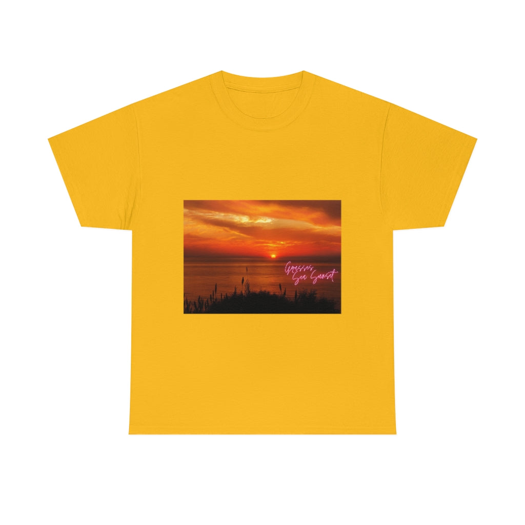 Grasses Sea Sunset Unisex Heavy Cotton Tee