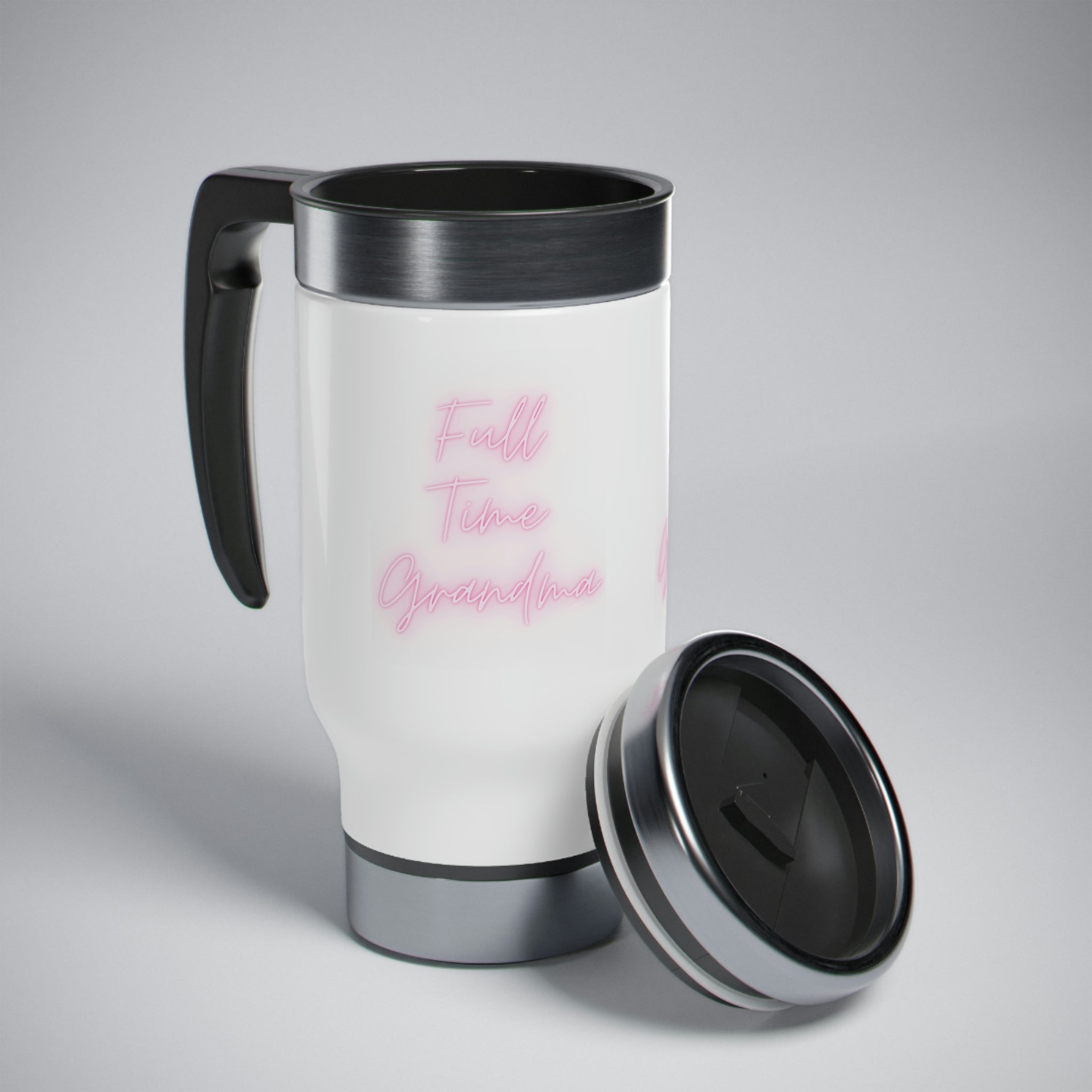 Full Time Grandma Stainless Steel Travel Mug with Handle, 14oz