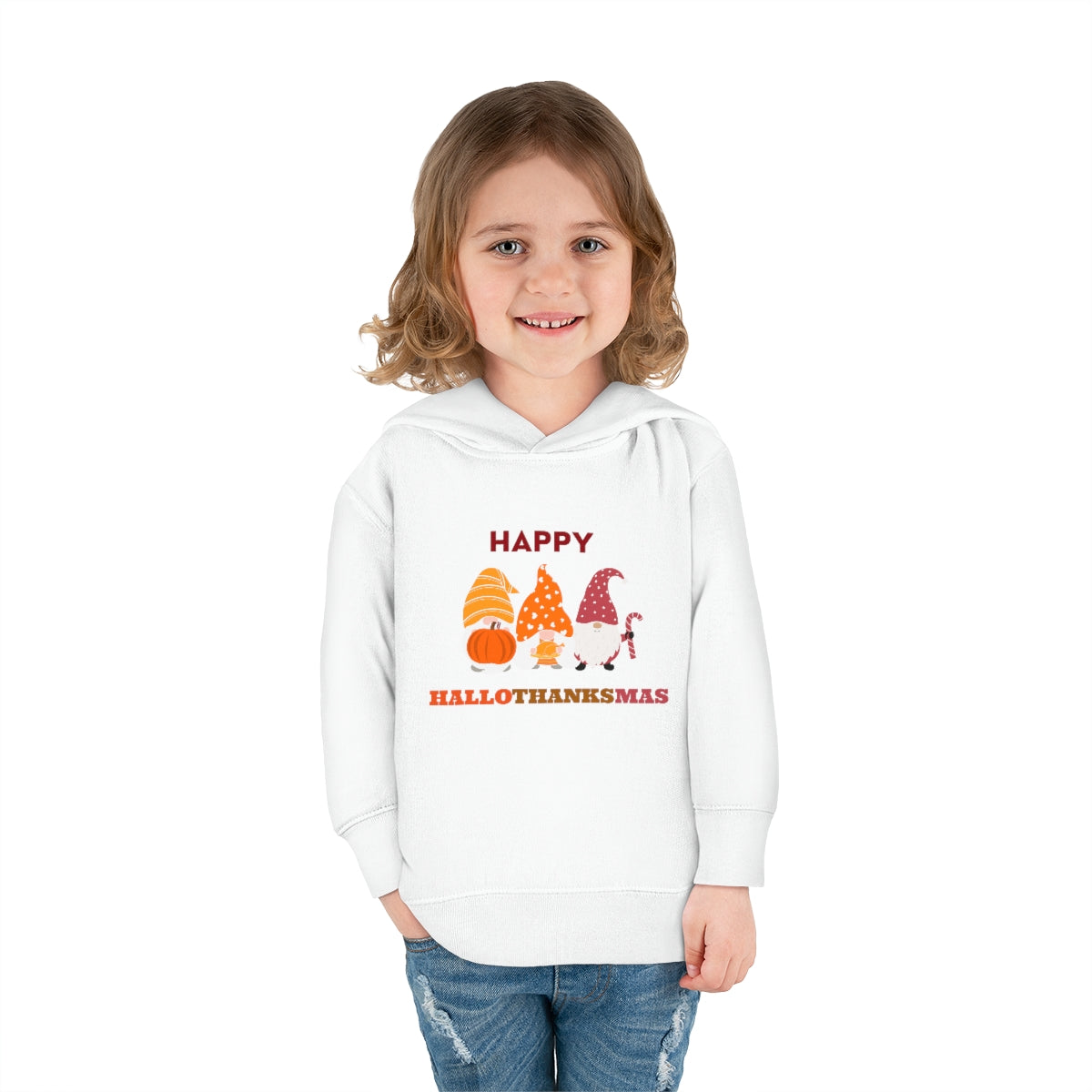 Happy Hallothanksmas Toddler Pullover Fleece Hoodie