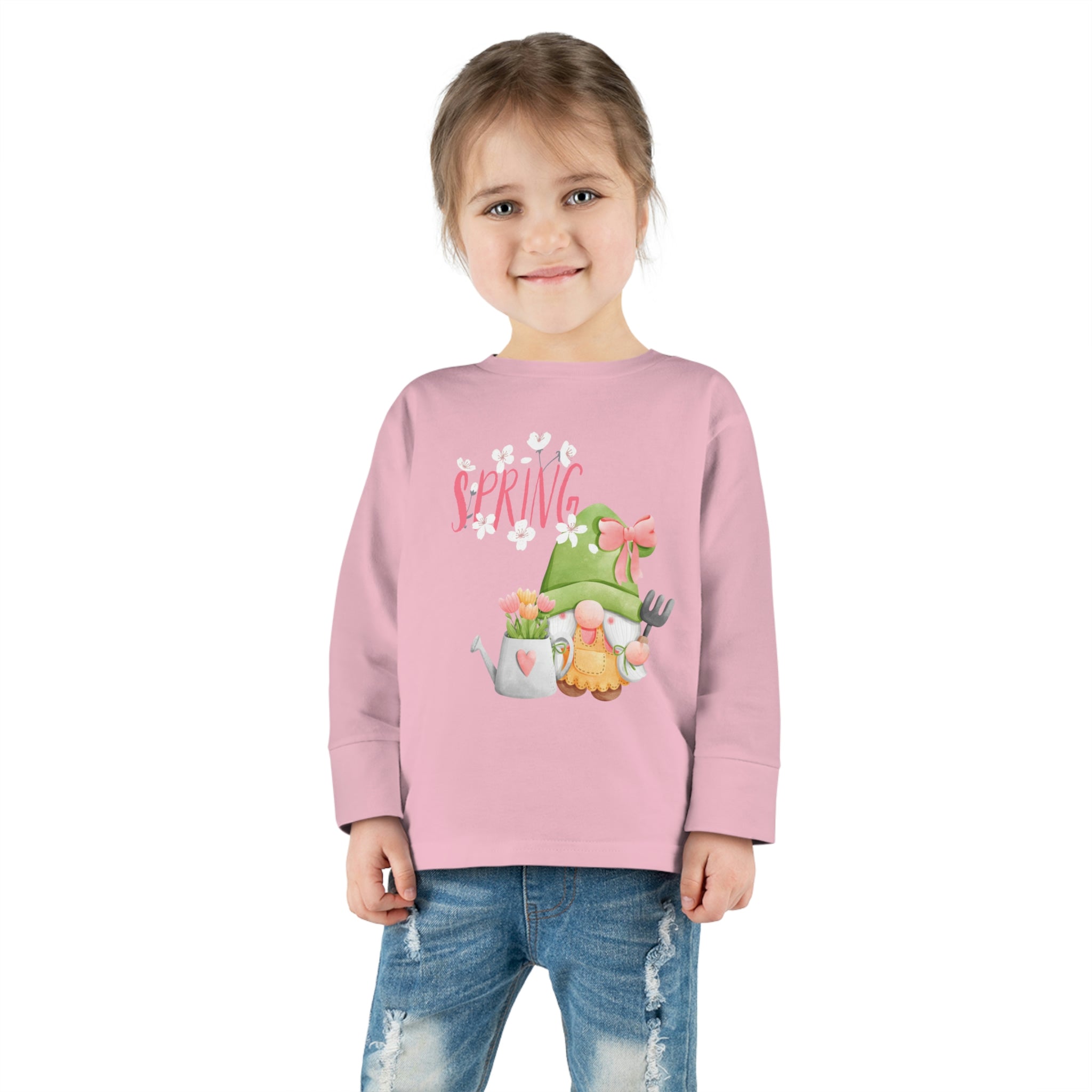 Gnome Happy Spring Toddler Long Sleeve Tee