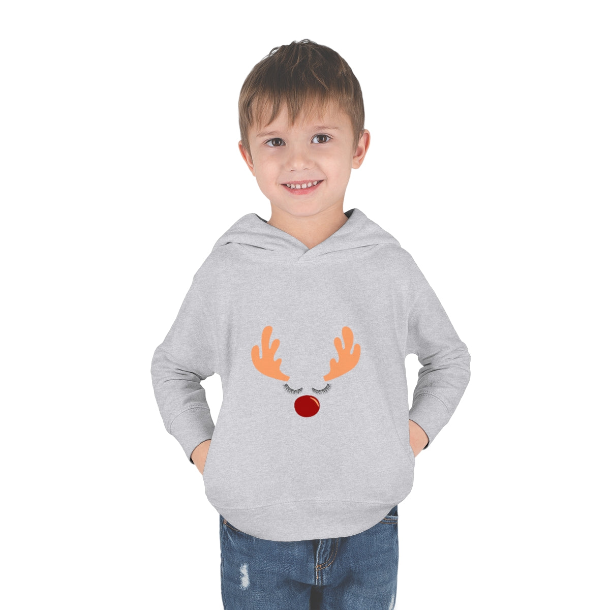 Reindeer ChrstmasToddler Pullover Fleece Hoodie