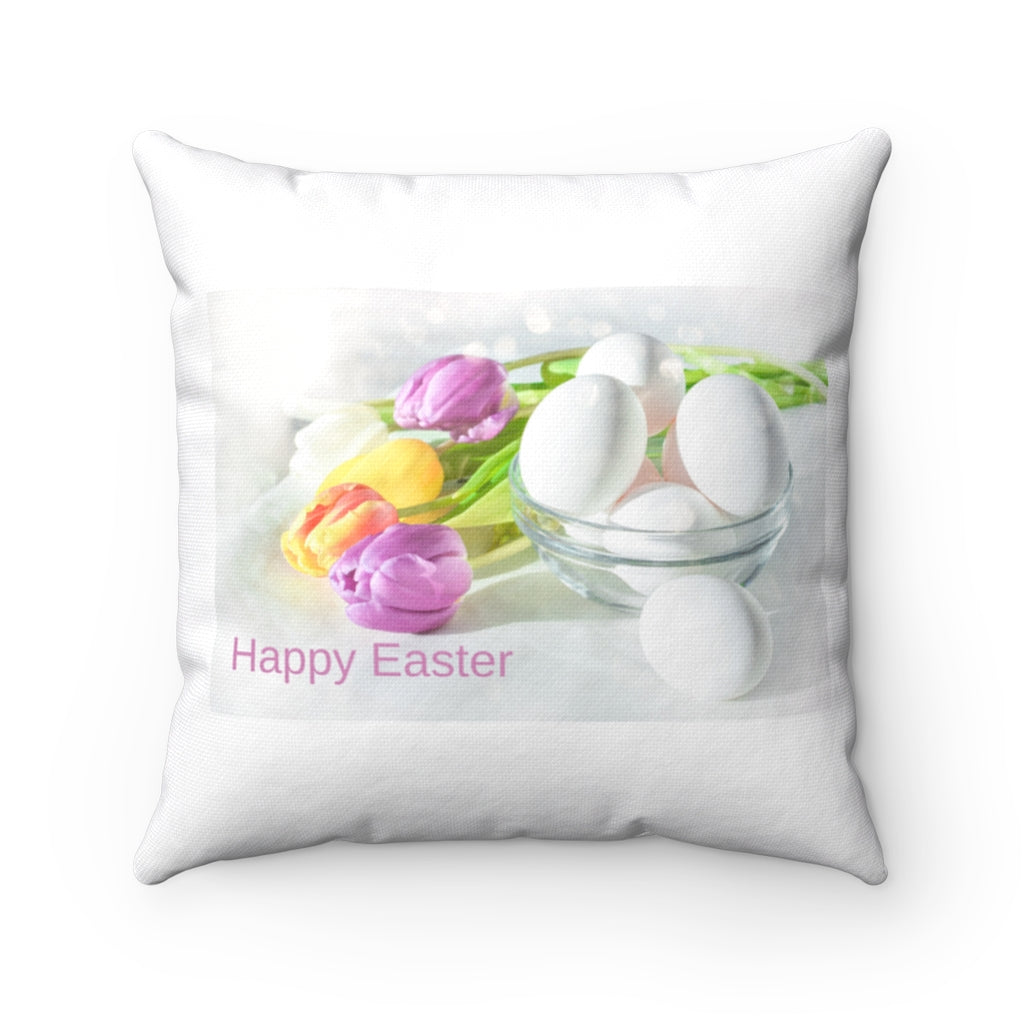 Happy Easter Spun Polyester Square PillowH