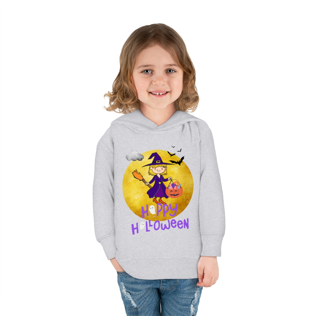 Halloween Witch Girl Toddler Pullover Fleece Hoodie