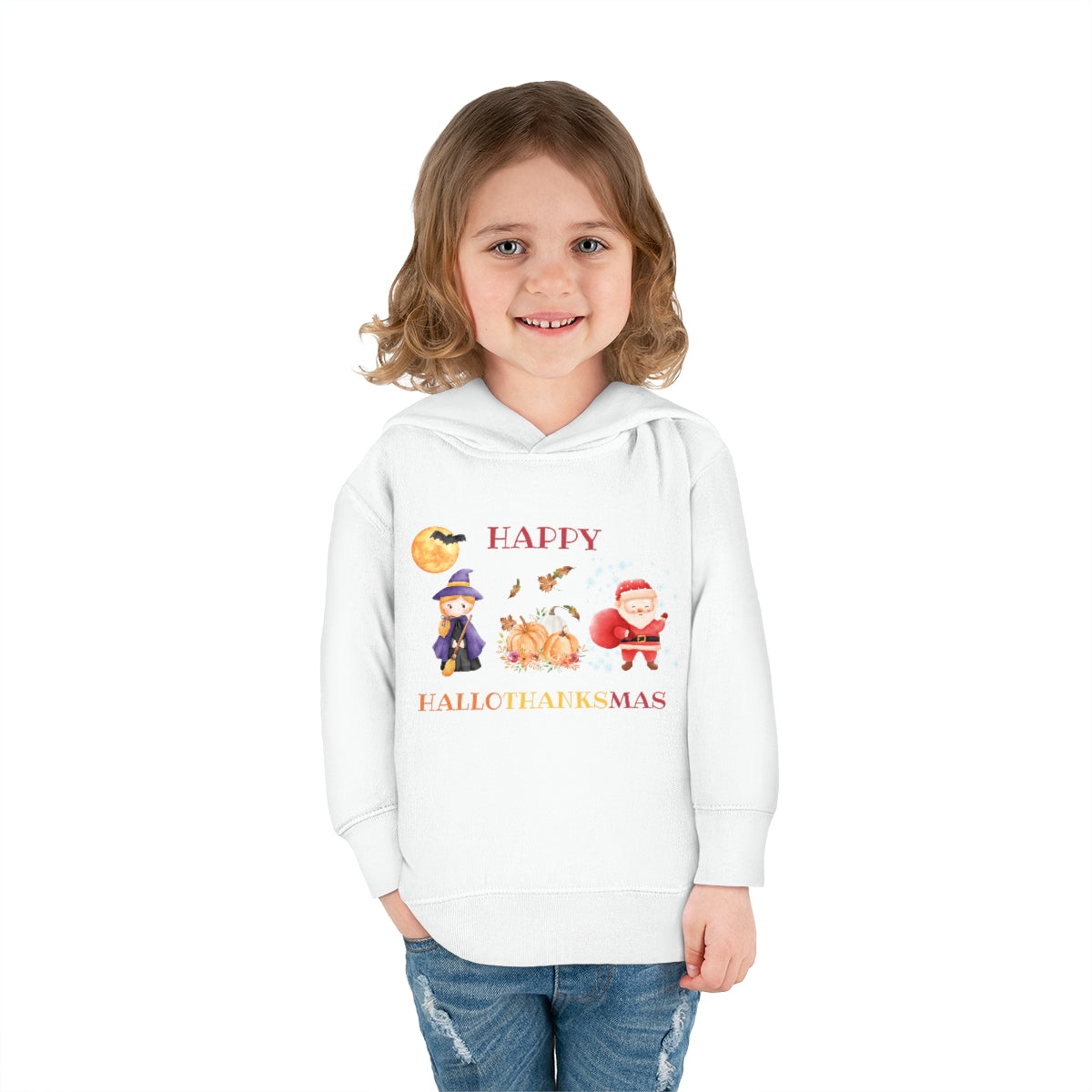 Happy Hallothanksmas Toddler Pullover Fleece Hoodie