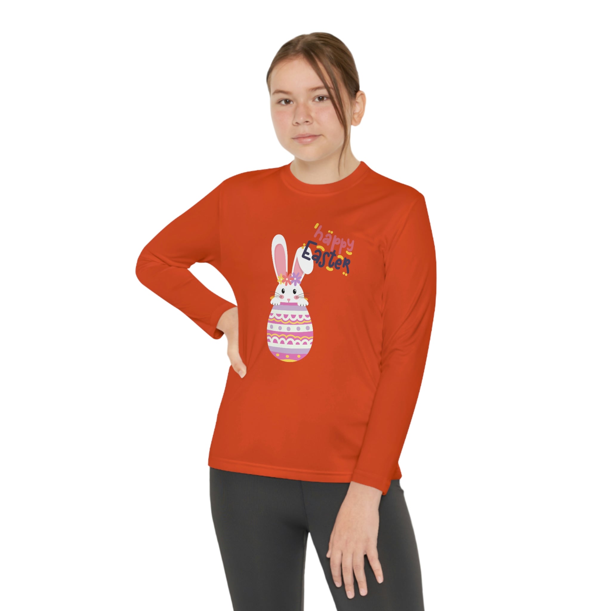 Happy Easter Day Bunny Youth Long Sleeve Competitor Tee