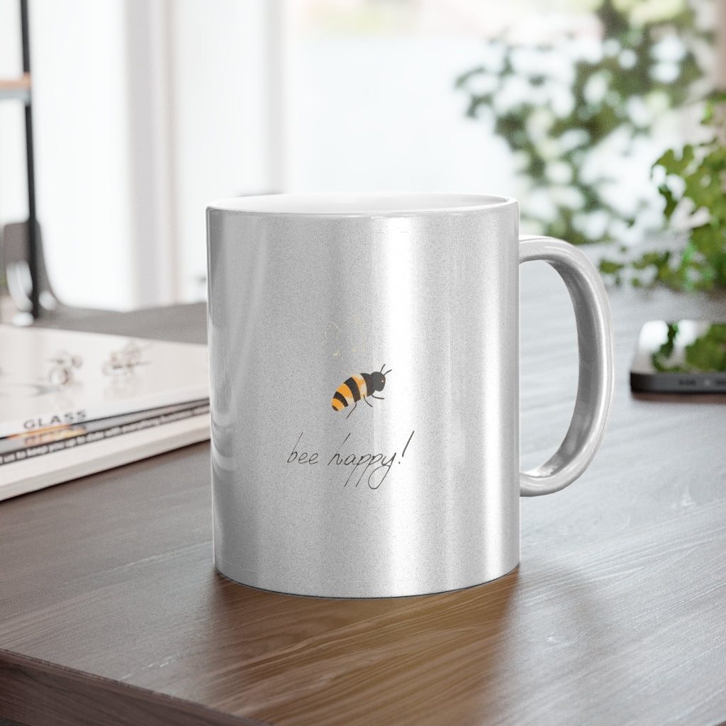 Bee Happy Metallic Mug (Silver\Gold)