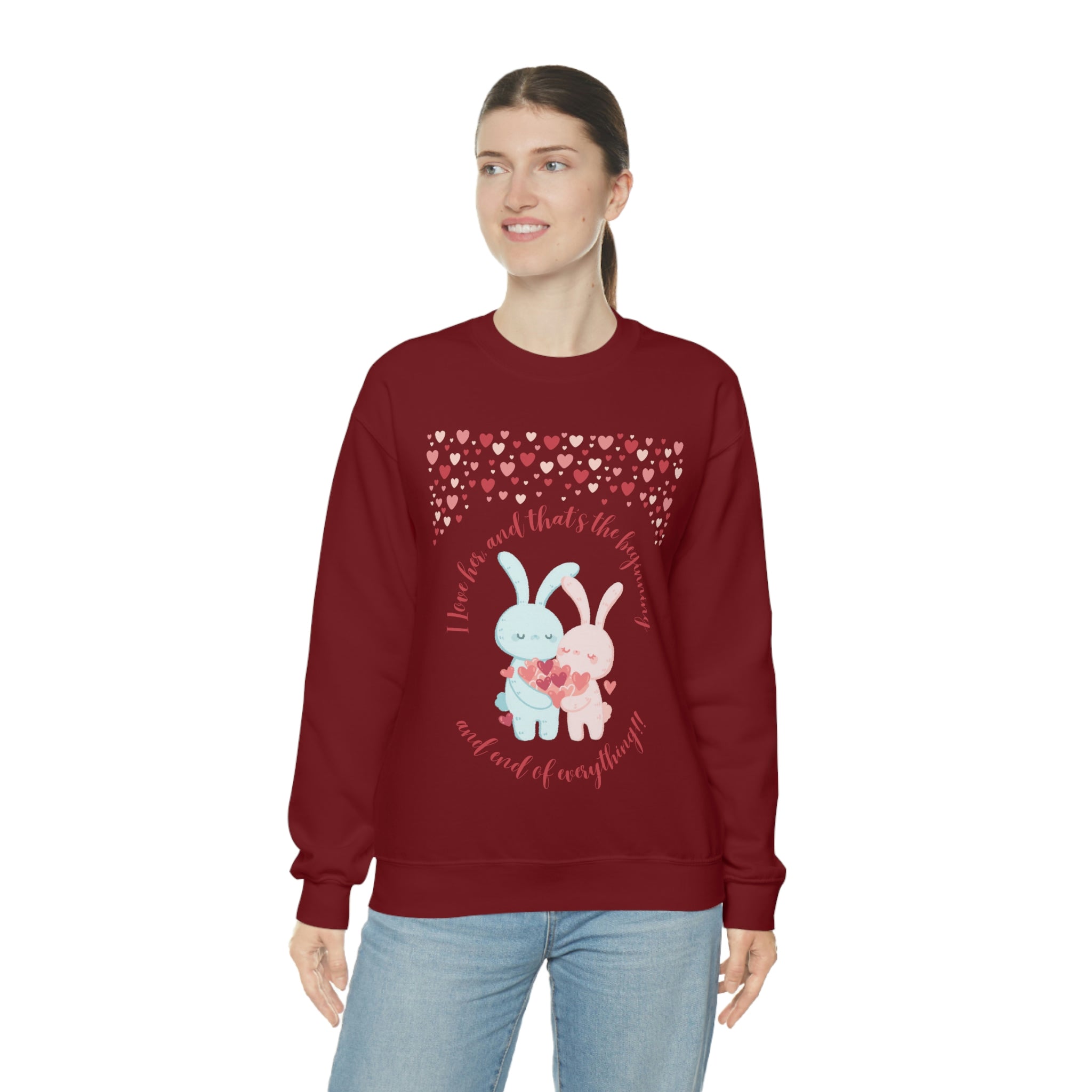 The I Love Her U & Me Unisex Heavy Blend™ Crewneck Sweatshirt