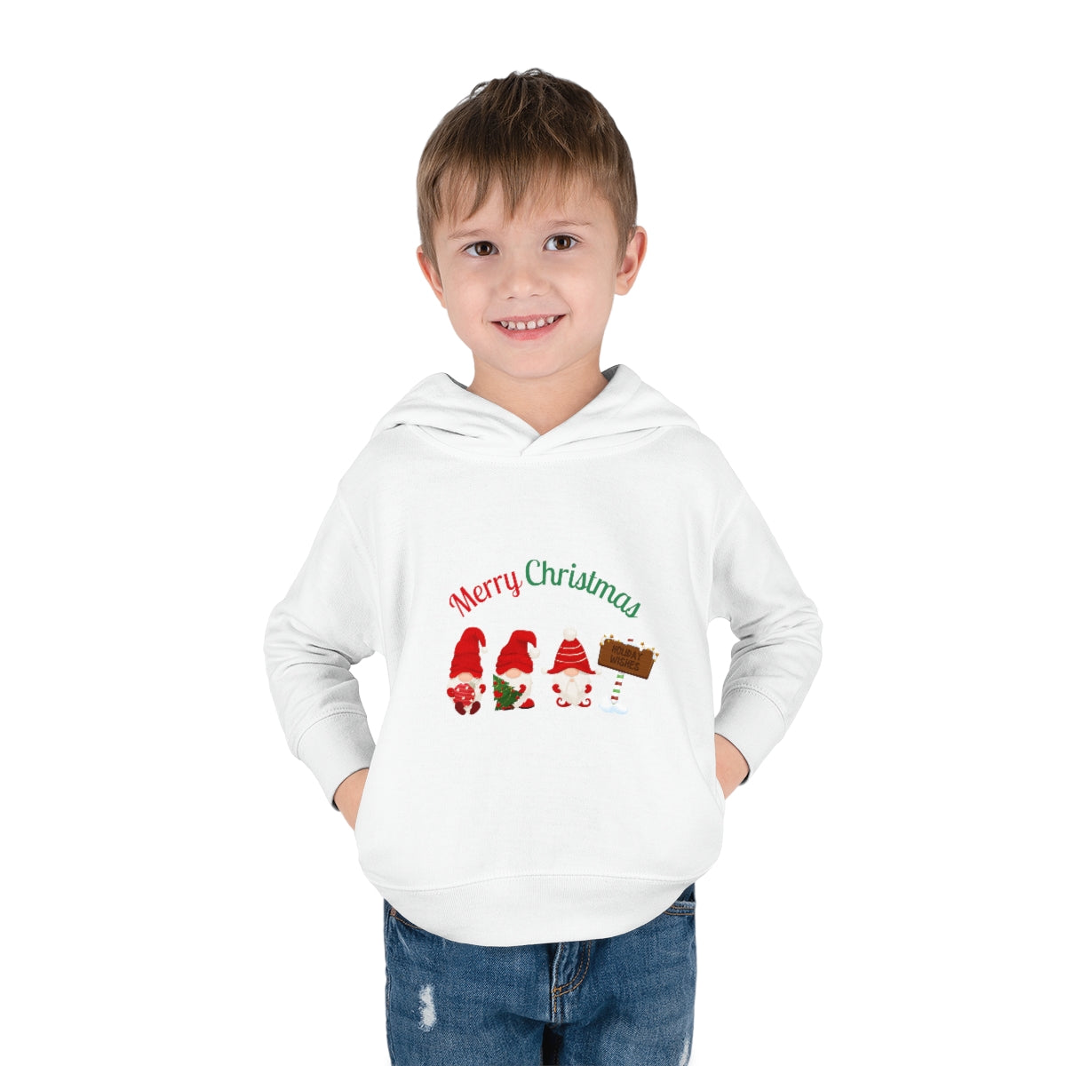 Cute Gnome Merry Christmas Toddler Pullover Fleece Hoodie