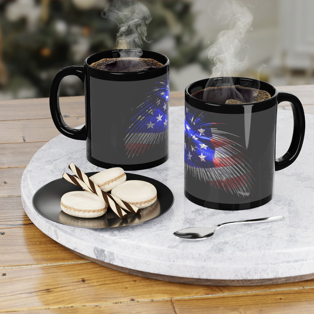 Old Glory Black Coffee Mug, 11oz