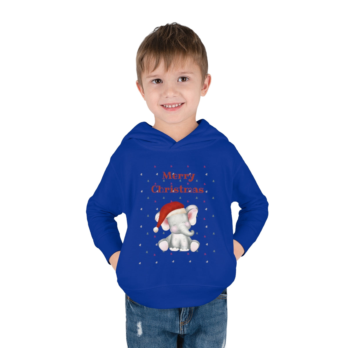 Cute Christmas Elephant Toddler Pullover Fleece Hoodie