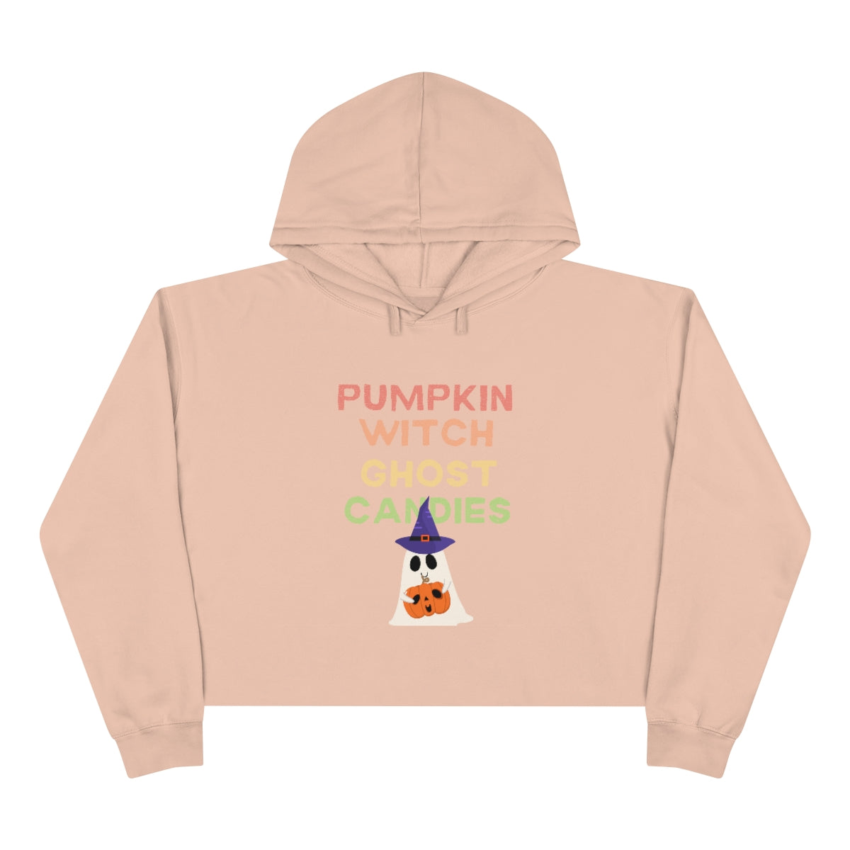 Pumpkin Witch Ghost Candies Crop Hoodie