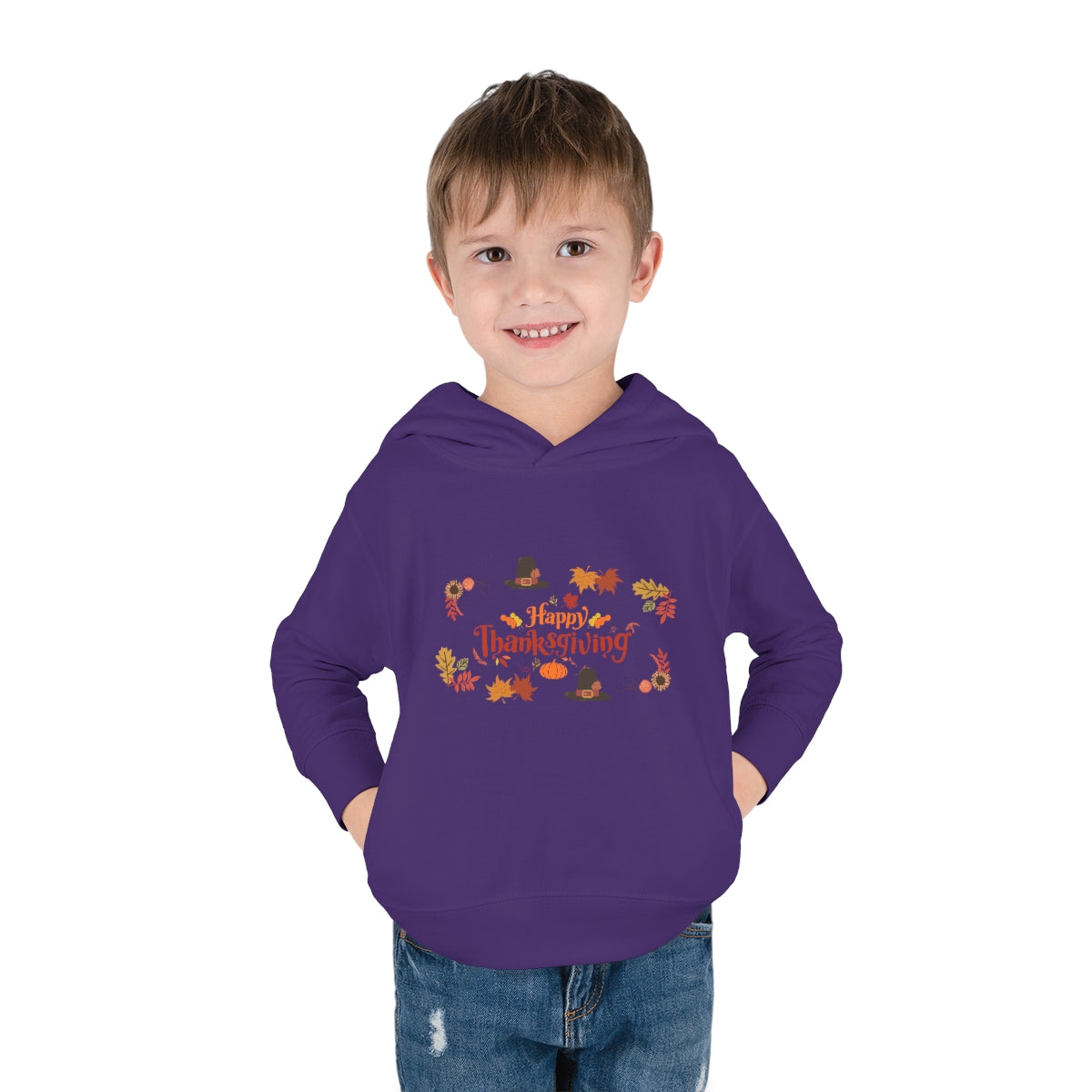 Happy Thanksgiving Toddler Pullover Fleece Hoodie