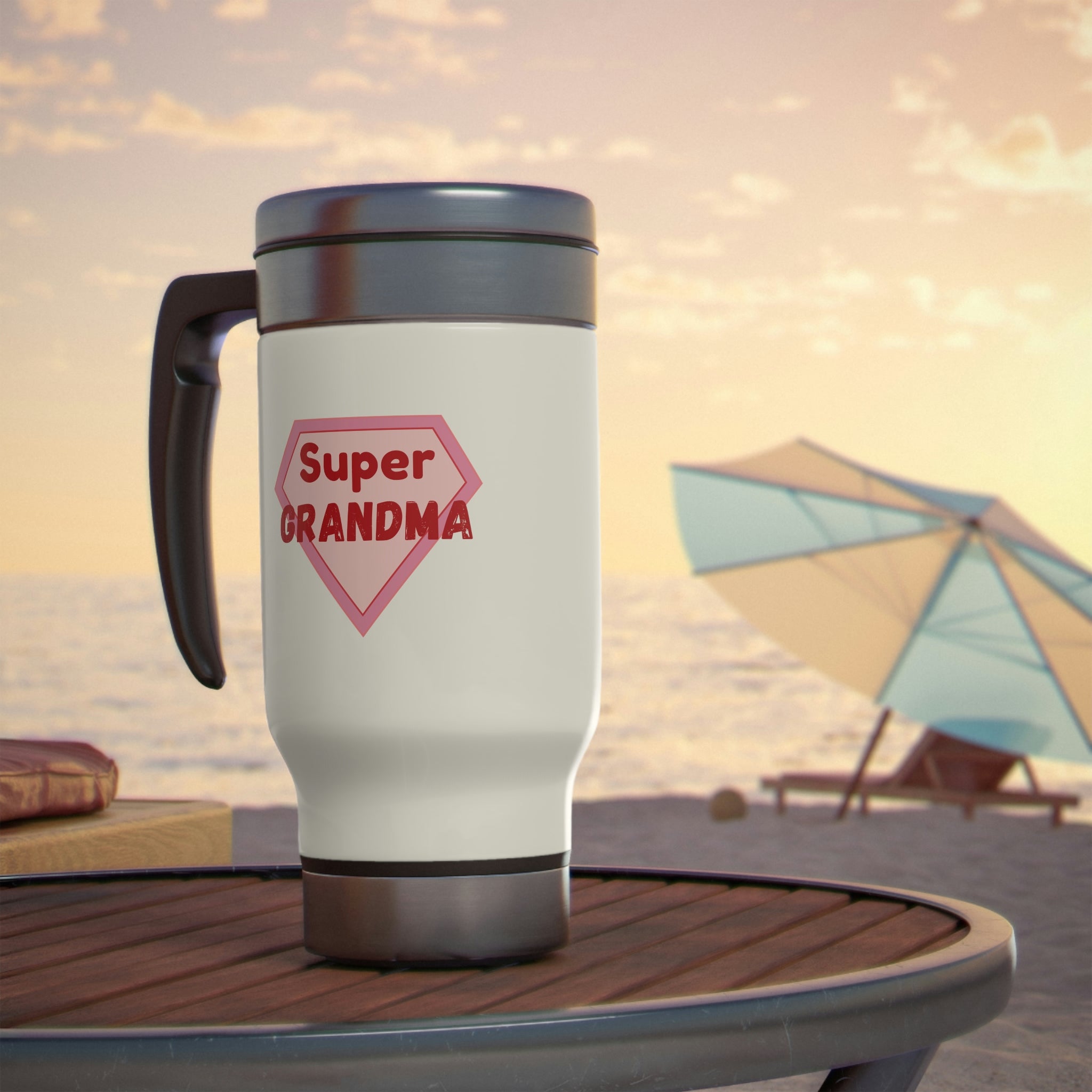 Super Grandma Stainless Steel Travel Mug with Handle, 14oz