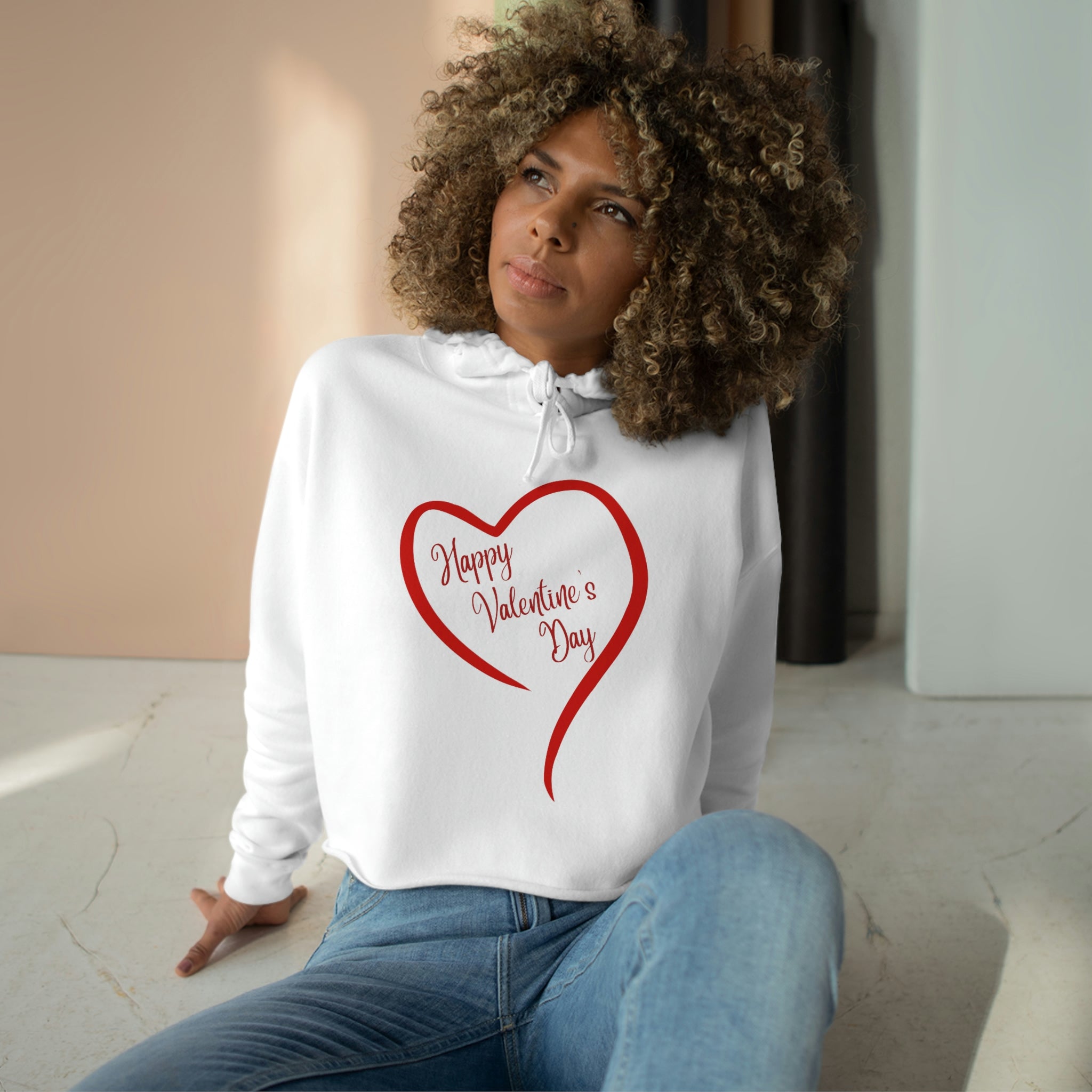 Happy Valentine's Day Crop Hoodie