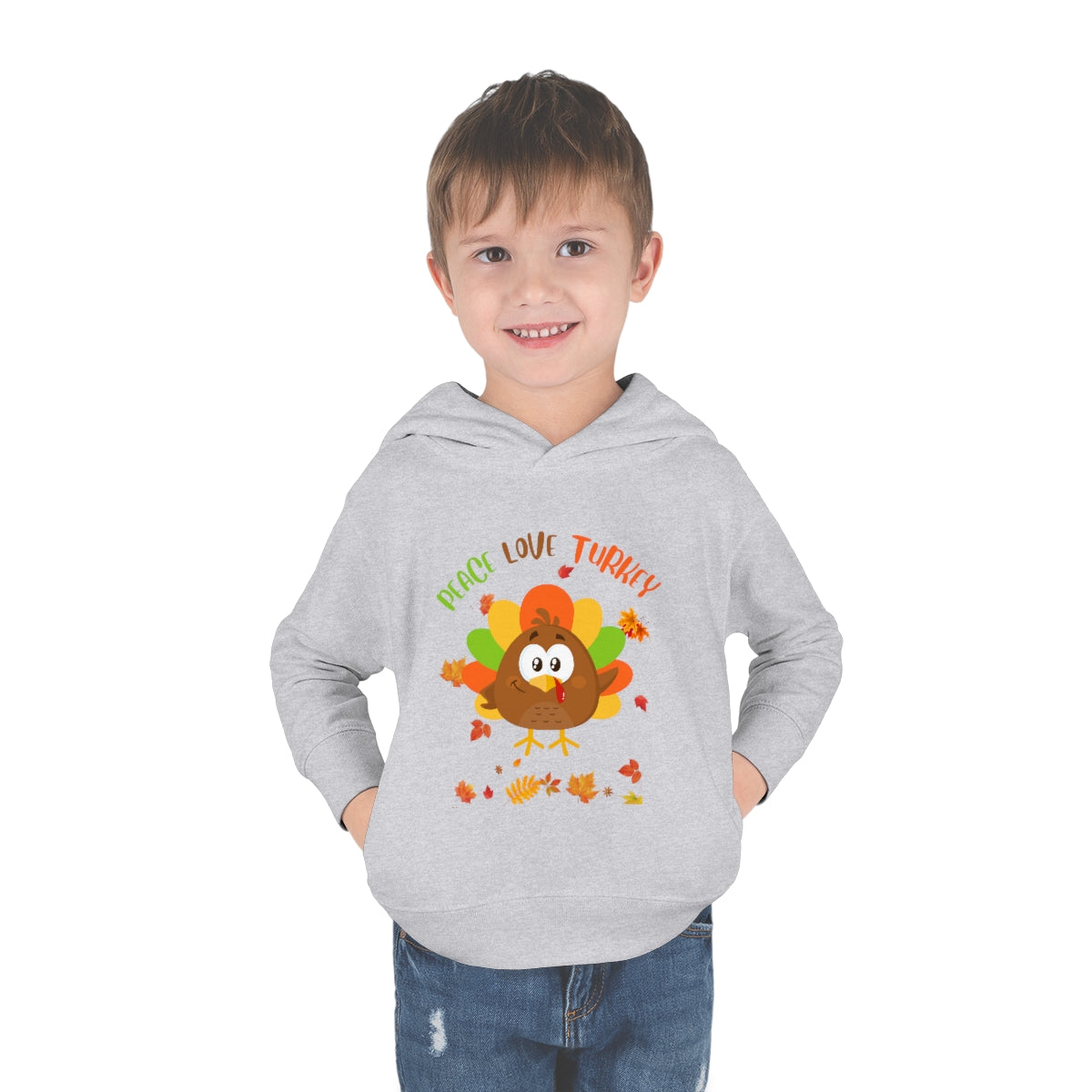 Peace Love Turkey Toddler Pullover Fleece Hoodie