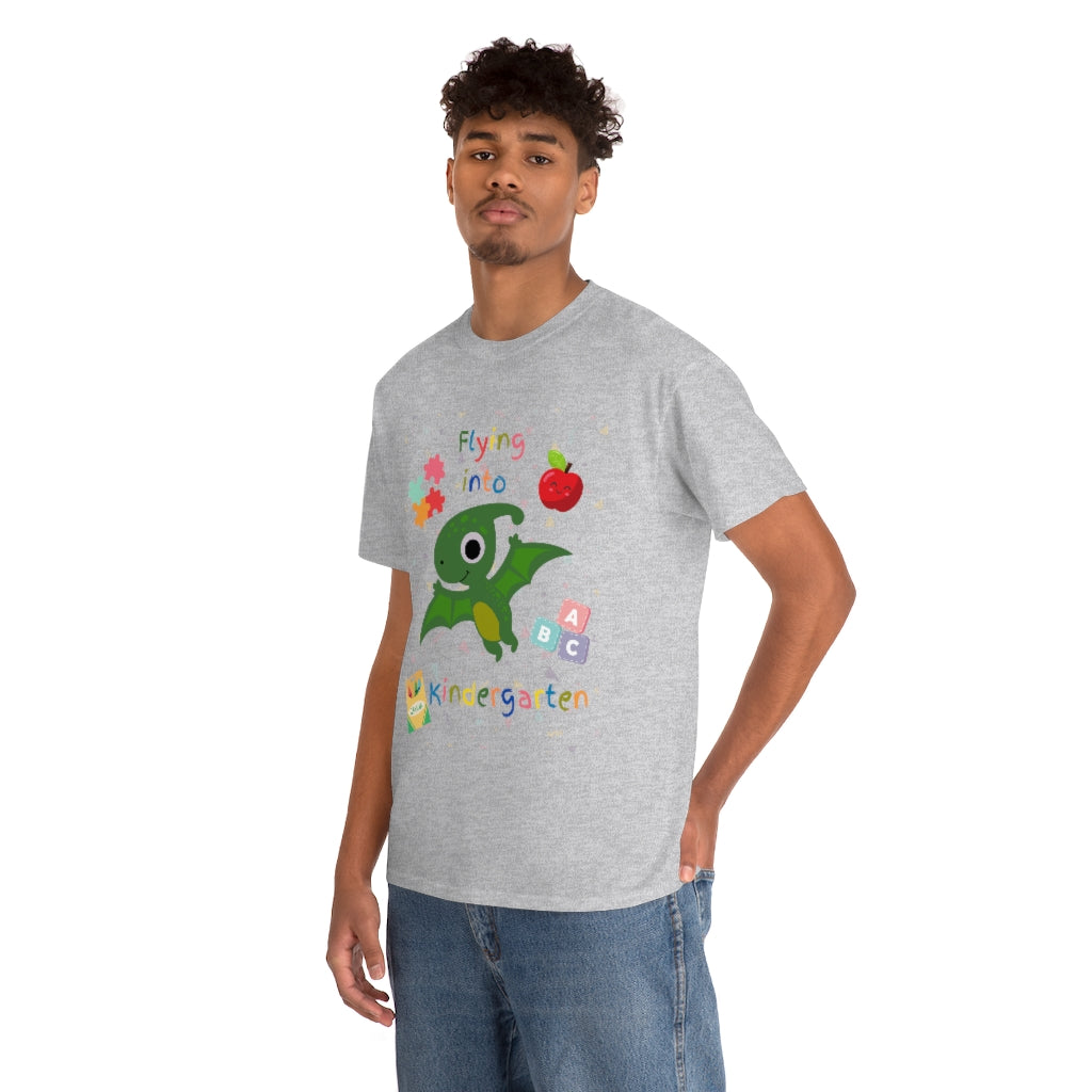 Flying Into Kindergarten Unisex Heavy Cotton Tee